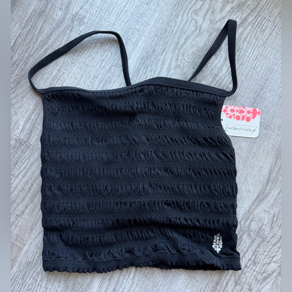 NWT Free People Black Smocked Tube Top Size M-L